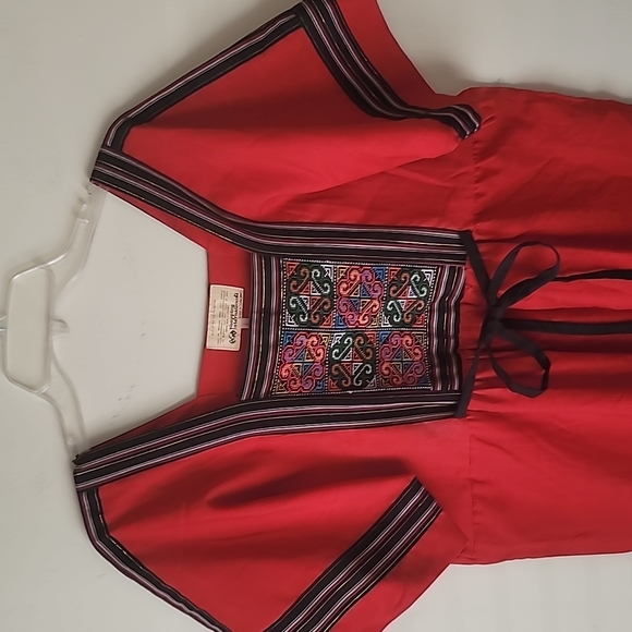 TRADITIONAL EMBROIDERY EMBELLISHED PEASANT BOHO CEREMONIAL Dress SIZE L - Picture 5 of 9